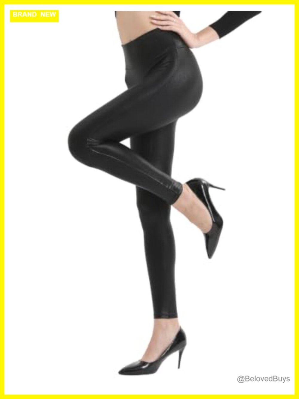 Faux Leather High Waist Leggings for Women, Tummy Control Butt Lift Yoga Pants